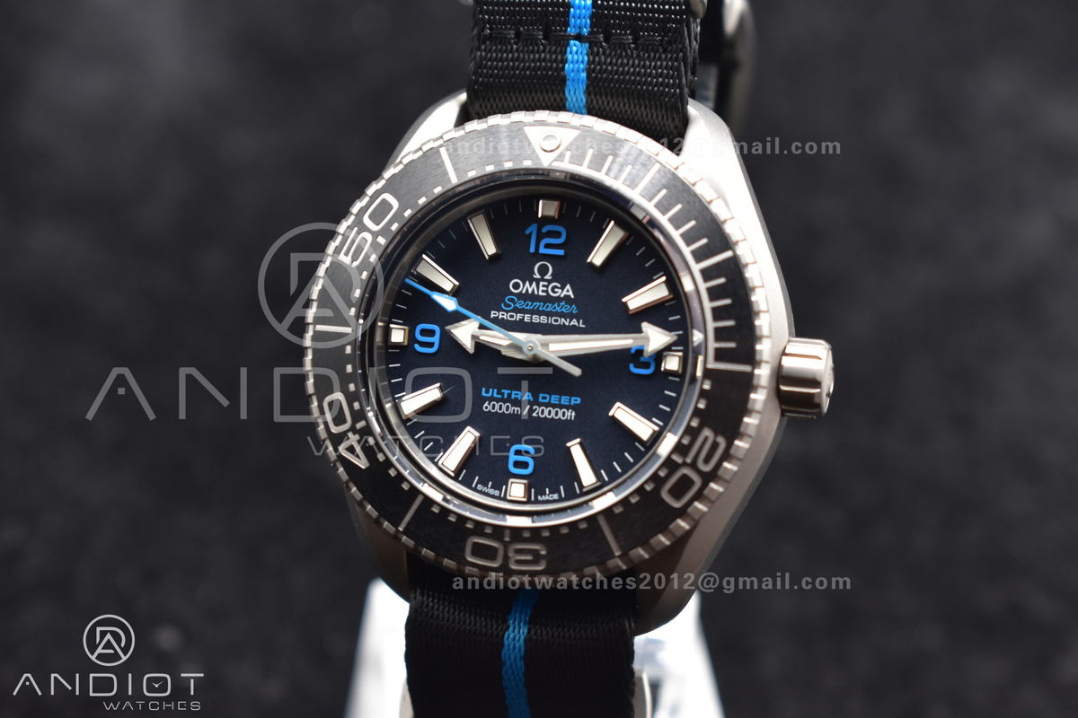 Seamaster 6000M Ultra Deep SS SBF 1:1 Best Edition Black Dial on Black Nylon Strap A8912 Super Clone
